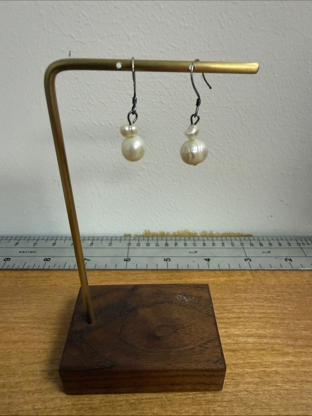 Silver 925 real pearl dainty dangle drop earrings